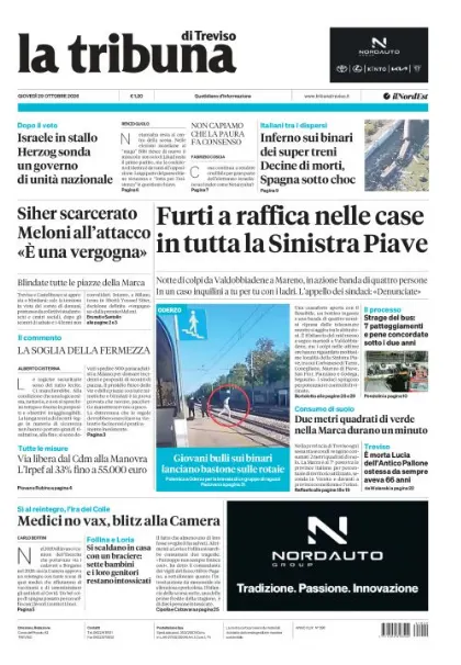 Prima pagina La Tribuna di Treviso | Treviso