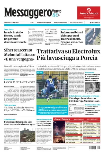 Prima pagina Messaggero Veneto | Pordenone