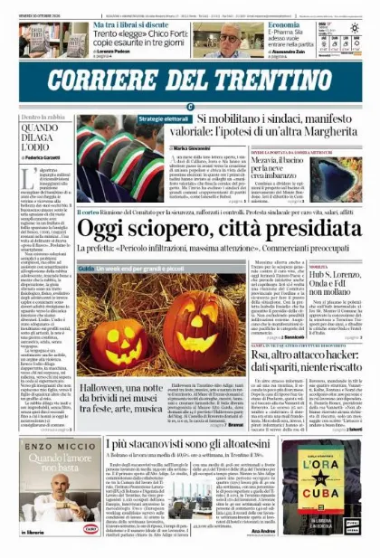 Prima pagina Corriere del Trentino