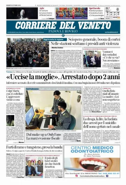 Prima pagina Corriere del Veneto | Padova e Rovigo