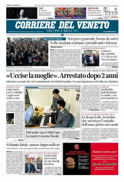 Prima pagina Corriere del Veneto | Treviso e Belluno