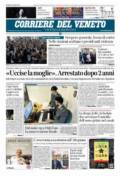 Prima pagina Corriere del Veneto | Vicenza e Bassano