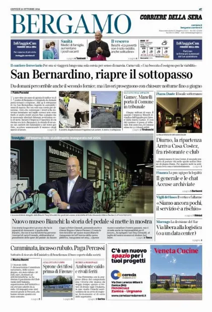 Prima pagina Corriere della Sera | Bergamo