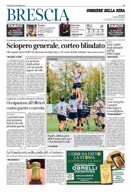 Prima pagina Corriere della Sera | Brescia