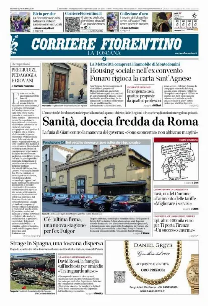 Prima pagina Corriere Fiorentino