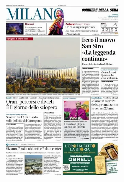 Prima pagina Corriere della Sera | Milano