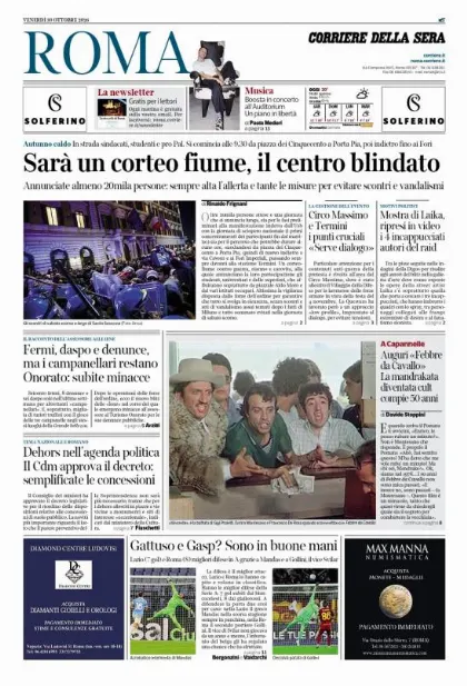 Prima pagina Corriere della Sera | Roma