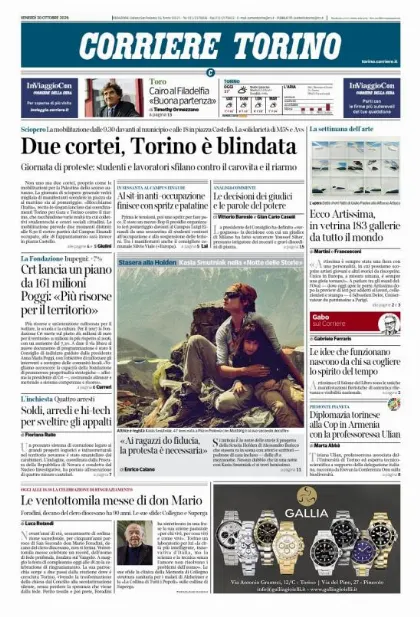 Prima pagina Corriere della Sera | Torino