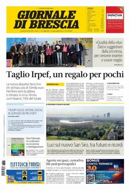 Prima pagina Giornale di Brescia