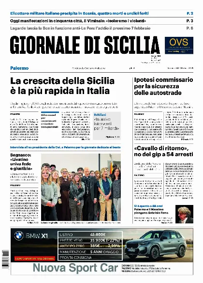 Prima pagina Giornale di Sicilia