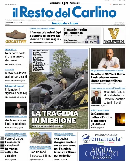 Prima pagina Il Resto del Carlino