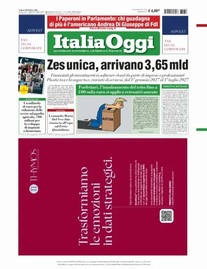 Prima pagina ItaliaOggi