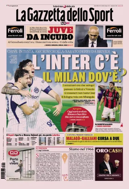 Prima pagina La Gazzetta dello Sport