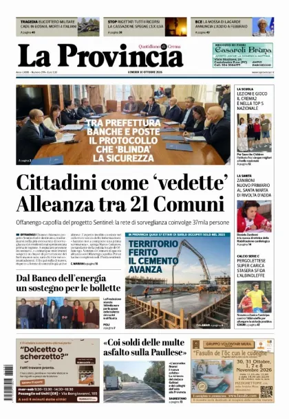 Prima pagina La Provincia | Crema