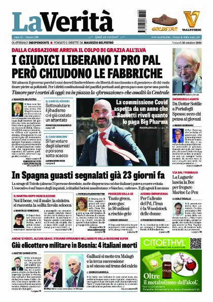 Prima pagina La Verita