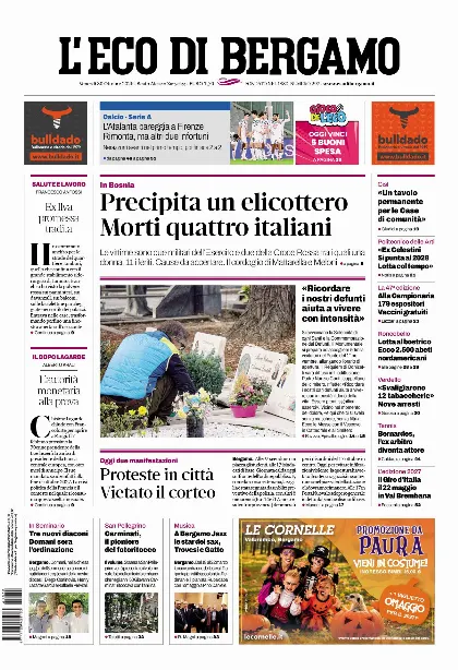 Prima pagina L'Eco di Bergamo