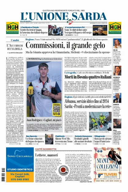 Prima pagina L Unione Sarda