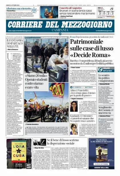 Prima pagina Corriere del Mezzogiorno | Campania