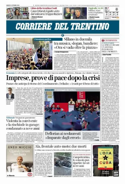 Prima pagina Corriere del Trentino