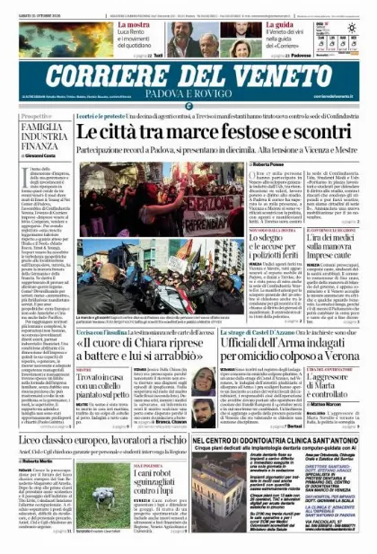 Prima pagina Corriere del Veneto | Padova e Rovigo