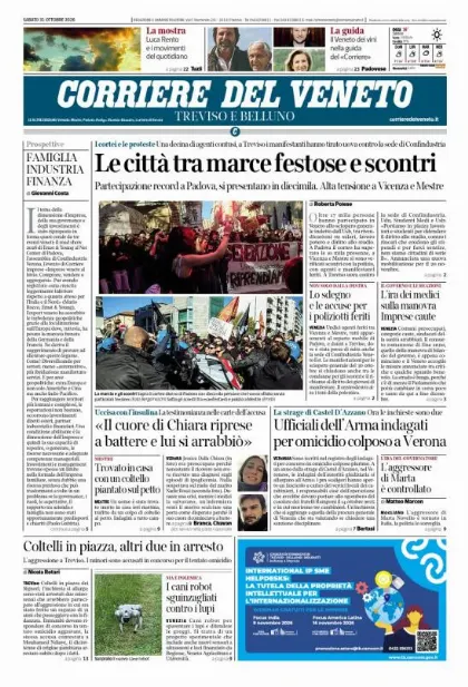 Prima pagina Corriere del Veneto | Treviso e Belluno