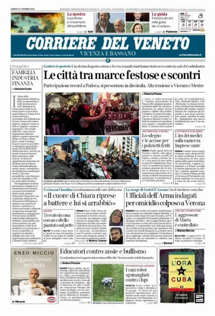 Prima pagina Corriere del Veneto | Vicenza e Bassano