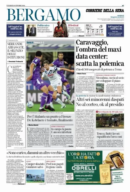 Prima pagina Corriere della Sera | Bergamo