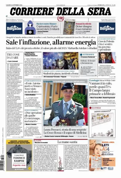 Prima pagina Corriere della Sera