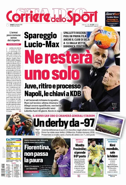 Prima pagina Corriere dello Sport - Stadio