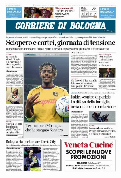 Prima pagina Corriere di Bologna