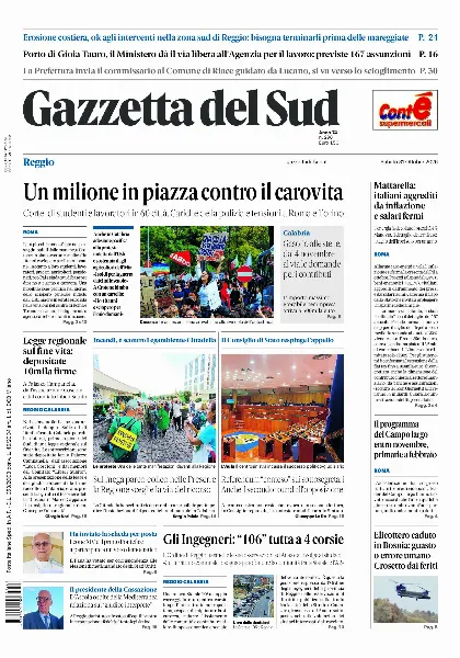 Prima pagina Gazzetta del Sud | Reggio Calabria