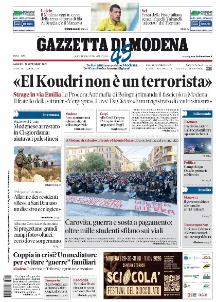 Prima pagina Gazzetta di Modena