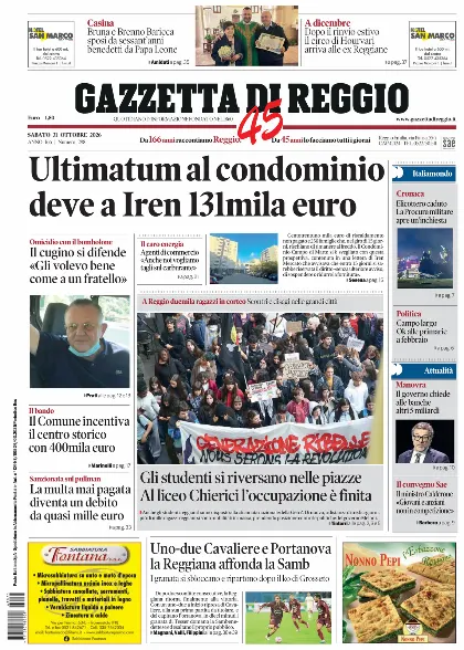 Prima pagina Gazzetta di Reggio