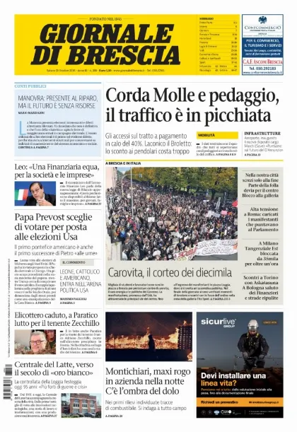 Prima pagina Giornale di Brescia