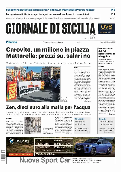 Prima pagina Giornale di Sicilia
