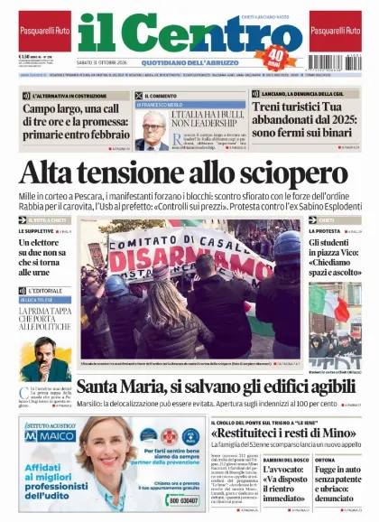 Prima pagina Il Centro | Chieti