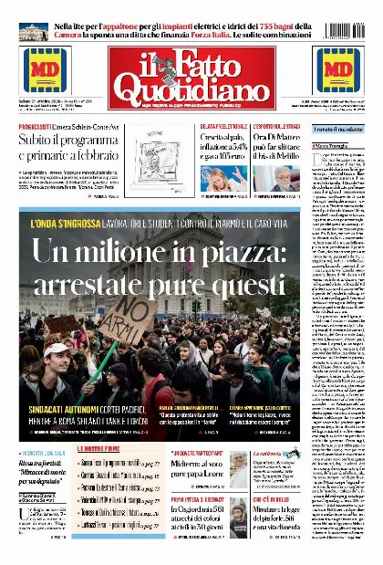 Prima pagina Il Fatto Quotidiano