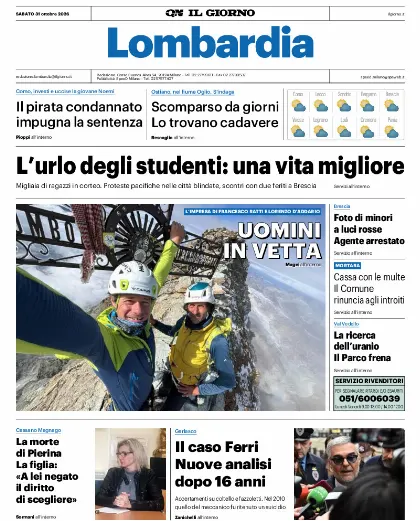 Prima pagina Il Giorno
