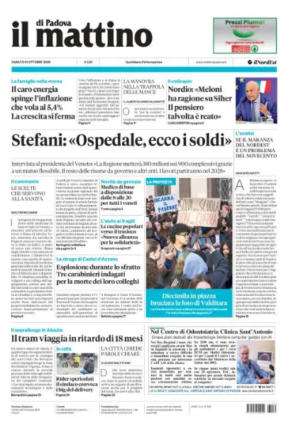 Prima pagina Il Mattino di Padova | Padova
