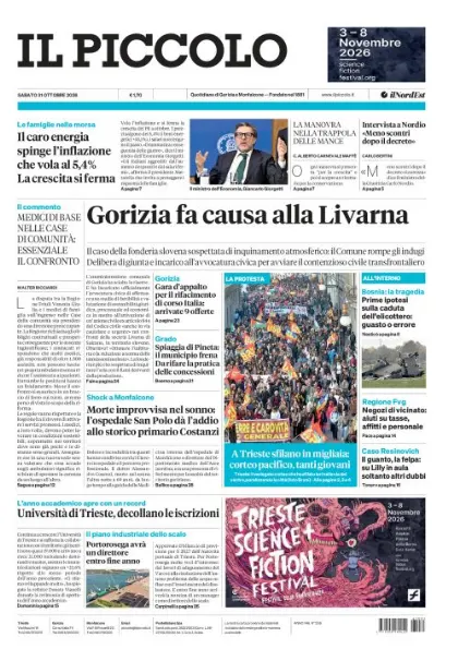 Prima pagina Il Piccolo | Gorizia e Monfalcone