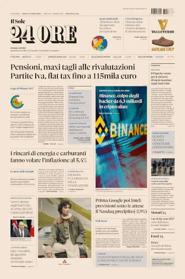 Prima pagina Il Sole 24 Ore