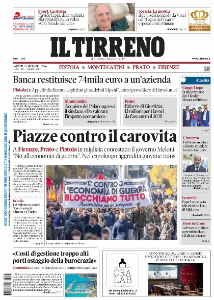Prima pagina Il Tirreno