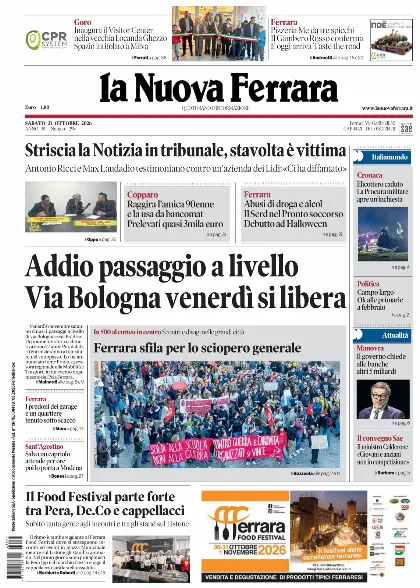 Prima pagina La Nuova Ferrara