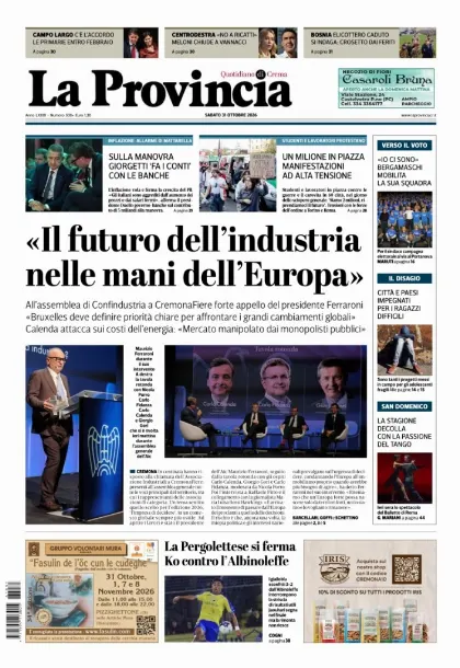 Prima pagina La Provincia | Crema