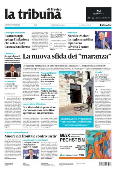 Prima pagina La Tribuna di Treviso | Treviso