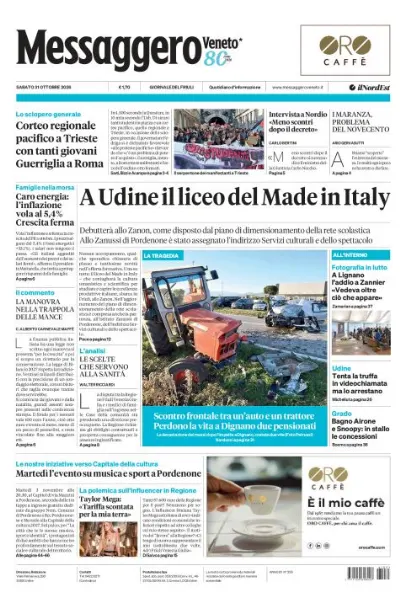 Prima pagina Messaggero Veneto | Gorizia