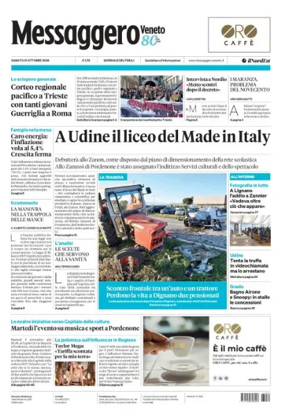 Prima pagina Messaggero Veneto | Udine