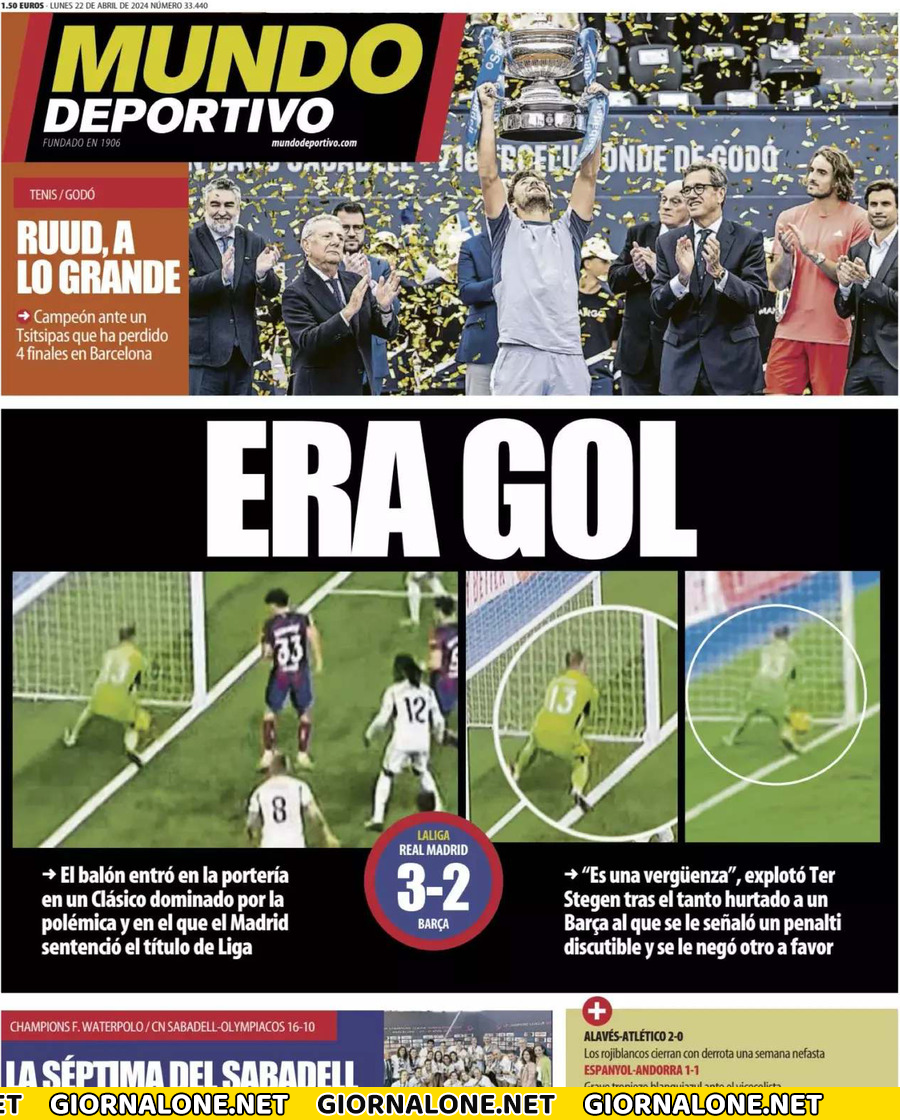 Prima pagina di Mundo Deportivo