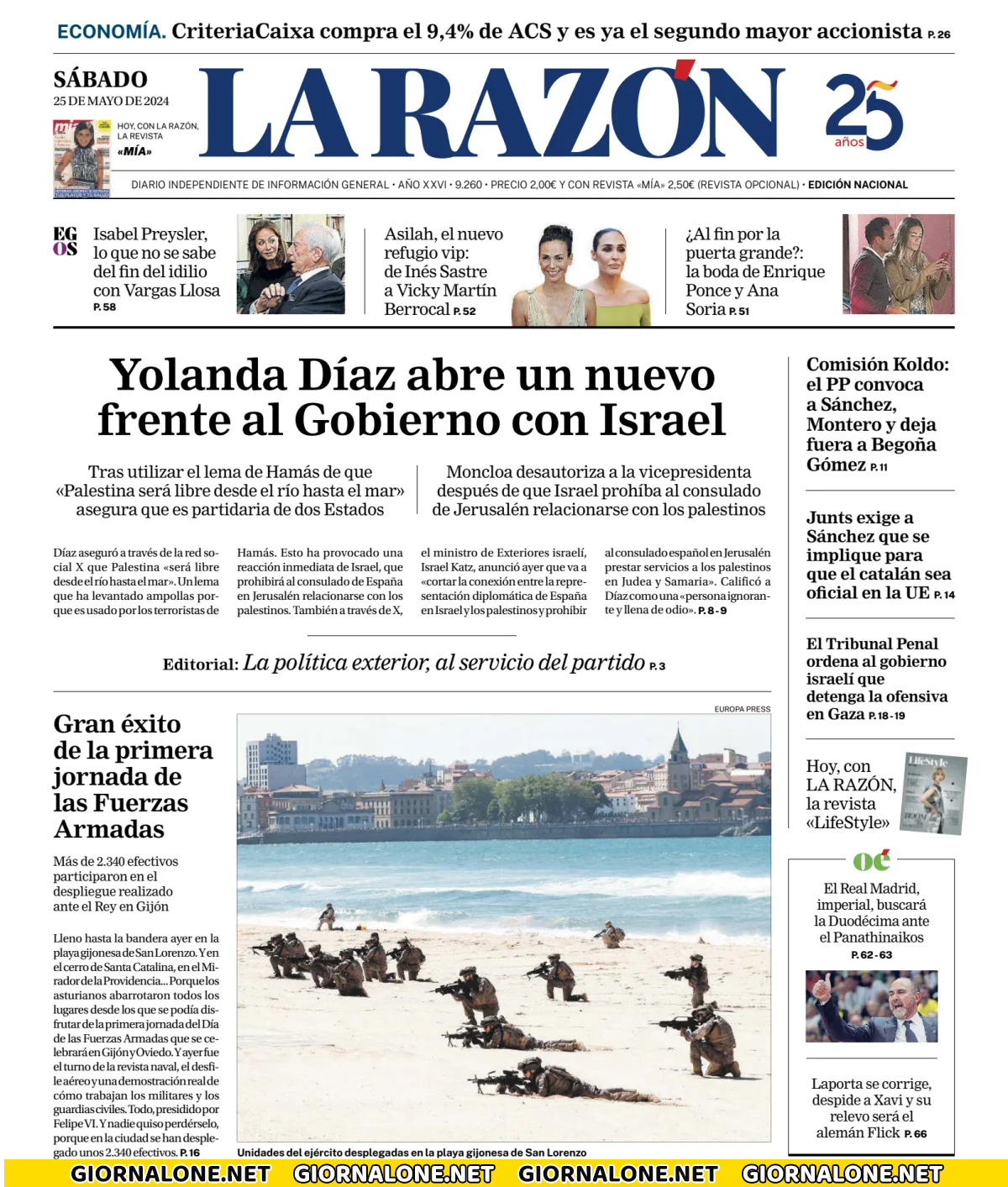 Prima pagina di La Razon
