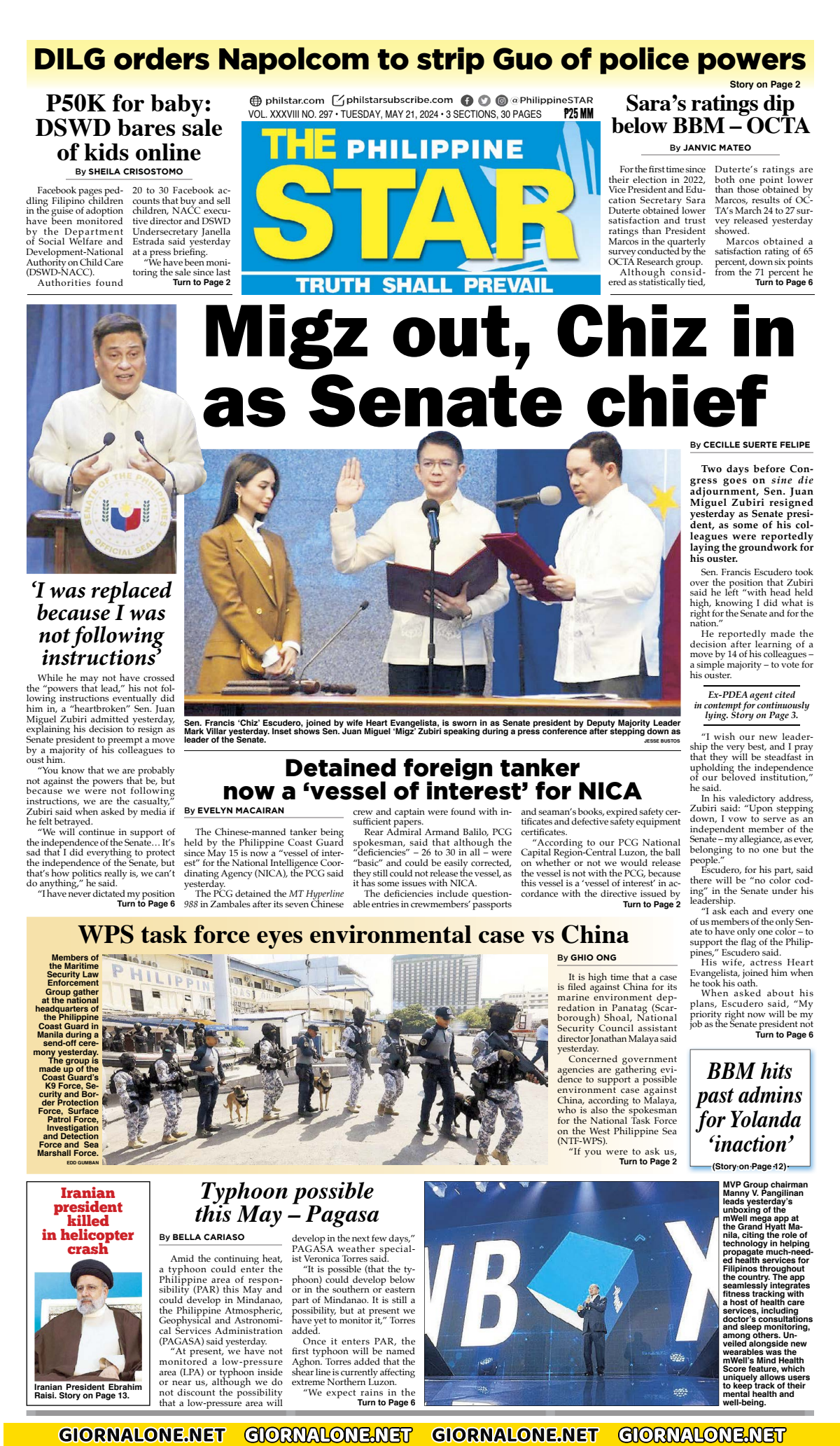 Prima pagina di The Philippine Star